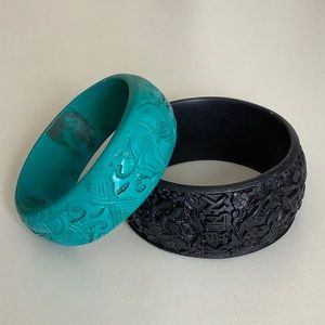 Carved resin bracelets